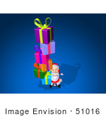 #51016 Royalty-Free (Rf) Illustration Of A 3d Santa Claus Carrying Stacked Gifts - Version 5