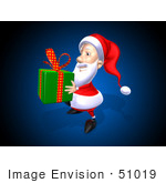#51019 Royalty-Free (Rf) Illustration Of A 3d Santa Claus Carrying A Green Gift - Version 1