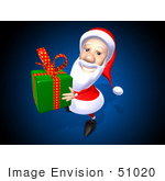 #51020 Royalty-Free (Rf) Illustration Of A 3d Santa Claus Carrying A Green Gift - Version 1