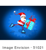 #51021 Royalty-Free (Rf) Illustration Of A 3d Santa Claus Inline Skating With A Gift - Version 2