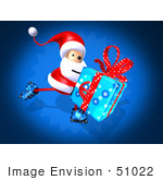 #51022 Royalty-Free (Rf) Illustration Of A 3d Santa Claus Inline Skating With A Gift - Version 1