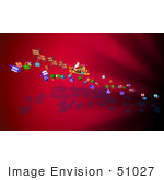#51027 Royalty-Free (Rf) Illustration Of A 3d Santa And Reindeer Flying Over Gifts - Version 4
