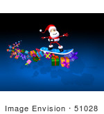 #51028 Royalty-Free (Rf) Illustration Of A 3d Santa Snowboarding On Gifts - Version 2
