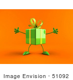 #51092 Royalty-Free (Rf) Illustration Of A 3d Green Present Character With Open Arms - Version 2