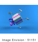 #51151 Royalty-Free (Rf) Illustration Of A 3d Blue Present Character Doing A Cartwheel