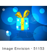 #51153 Royalty-Free (Rf) Illustration Of A Blue 3d Gift Character With Open Arms - Version 1