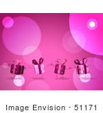 #51171 Royalty-Free (Rf) Illustration Of Four Pink 3d Present Characters Holding Their Arms Open - Version 2