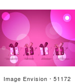 #51172 Royalty-Free (Rf) Illustration Of Four Pink 3d Present Characters Waving - Version 2