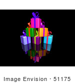 #51175 Royalty-Free (Rf) Illustration Of A Pile Of Colorful Presents With Ribbons And Bows - Version 2