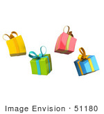 #51180 Royalty-Free (Rf) Illustration Of Four 3d Colorful Floating Gifts