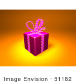 #51182 Royalty-Free (Rf) Illustration Of A Present Wrapped In Purple Paper With A Polka Dot Bow And Ribbons - Version 1