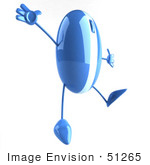#51265 Royalty-Free (Rf) Illustration Of A 3d Wireless Blue Computer Mouse Mascot Jumping - Version 3