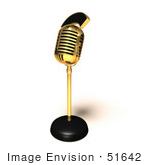 #51642 Royalty-Free (Rf) Illustration Of A 3d Retro Golden Microphone On A Counter - Version 2