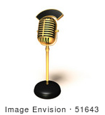 #51643 Royalty-Free (Rf) Illustration Of A 3d Retro Golden Microphone On A Counter - Version 1