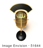 #51644 Royalty-Free (Rf) Illustration Of A 3d Retro Golden Microphone On A Counter - Version 5