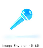 #51651 Royalty-Free (Rf) Illustration Of A 3d Blue Microphone On A Handle - Version 3