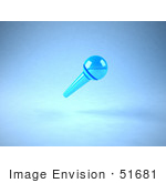 #51681 Royalty-Free (Rf) Illustration Of A 3d Neon Blue Floating Microphone On A Handle - Version 2