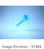 #51682 Royalty-Free (Rf) Illustration Of A 3d Neon Blue Floating Microphone On A Handle - Version 1