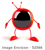 #52566 Royalty-Free (Rf) Illustration Of A 3d Red Television Mascot Facing Front