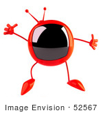 #52567 Royalty-Free (Rf) Illustration Of A 3d Red Television Mascot Jumping
