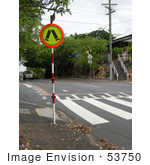 #53750 Royalty-Free Stock Photo Of A Crosswalk Sign By A Street