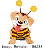#56238 Royalty-Free (Rf) Clip Art Of A Cute Puppy Wearing A Bee Costume