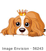 #56243 Royalty-Free (Rf) Clip Art Of A Spoiled Cocker Spaniel Puppy Wearing A Crown