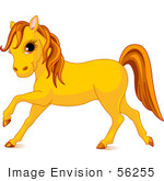 #56255 Clip Art Of A Cute Orange Horse Prancing