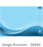 #56304 Royalty-Free (Rf) Clip Art Illustration Of A Blue Wave Background With Halftone Dots Waves And A Bar