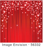#56332 Royalty-Free (Rf) Clip Art Illustration Of A Red Stage Drapery Curtain With Magical Sparkles
