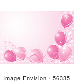 #56335 Royalty-Free (Rf) Clip Art Illustration Of A Pink Background Bordered With Party Balloons Ribbons And Confetti