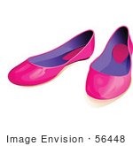 #56448 Royalty-Free (Rf) Clip Art Illustration Of A Pair Of Pink And Purple Flat Shoes