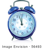 #56493 Royalty-Free (Rf) Clip Art Illustration Of A Blue Winter Alarm Clock