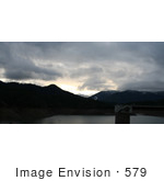 #579 Photograph Of Mountains And An Intake Tower At Applegate Lake