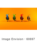 #60697 Royalty-Free (Rf) Illustration Of 3d Chocolate Easter Egg Characters Walking Right - Version 2