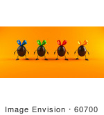 #60700 Royalty-Free (Rf) Illustration Of 3d Chocolate Easter Egg Characters Facing Front - Version 2