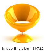 #60722 Royalty-Free (Rf) Illustration Of A 3d Orange Bubble Chair Facing Front