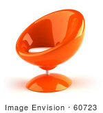 #60723 Royalty-Free (Rf) Illustration Of A 3d Deep Orange Bubble Chair Facing Left
