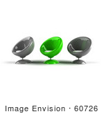 #60726 Royalty-Free (Rf) Illustration Of Three Gray And Green 3d Bubble Chairs Facing Left