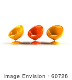 #60728 Royalty-Free (Rf) Illustration Of Three Orange And Red 3d Bubble Chairs Facing Left