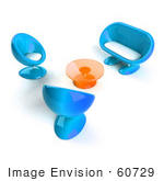 #60729 Royalty-Free (Rf) Illustration Of A View Down On Blue 3d Bubble Chairs A Coffee Table And Sofa - Version 1