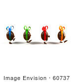 #60737 Royalty-Free (Rf) Illustration Of 3d Chocolate Easter Egg Characters Walking Right - Version 1