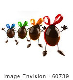 #60739 Royalty-Free (Rf) Illustration Of 3d Chocolate Easter Egg Characters Jumping - Version 4