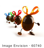 #60740 Royalty-Free (Rf) Illustration Of 3d Chocolate Easter Egg Characters Marching Forward - Version 2