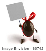 #60742 Royalty-Free (Rf) Illustration Of A 3d Chocolate Easter Egg Character Holding Up A Blank Sign