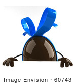#60743 Royalty-Free (Rf) Illustration Of A 3d Chocolate Easter Egg Character Standing Behind A Blank Sign