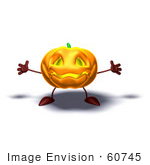 #60745 Royalty-Free (Rf) Illustration Of A 3d Pumpkin Character Holding His Arms Open - Version 1