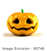 #60746 Royalty-Free (Rf) Illustration Of A 3d Ceramic Halloween Pumpkin - Version 2