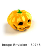 #60748 Royalty-Free (Rf) Illustration Of A 3d Ceramic Halloween Pumpkin - Version 3