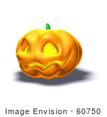 #60750 Royalty-Free (Rf) Illustration Of A Smiling 3d Halloween Pumpkin - Version 4